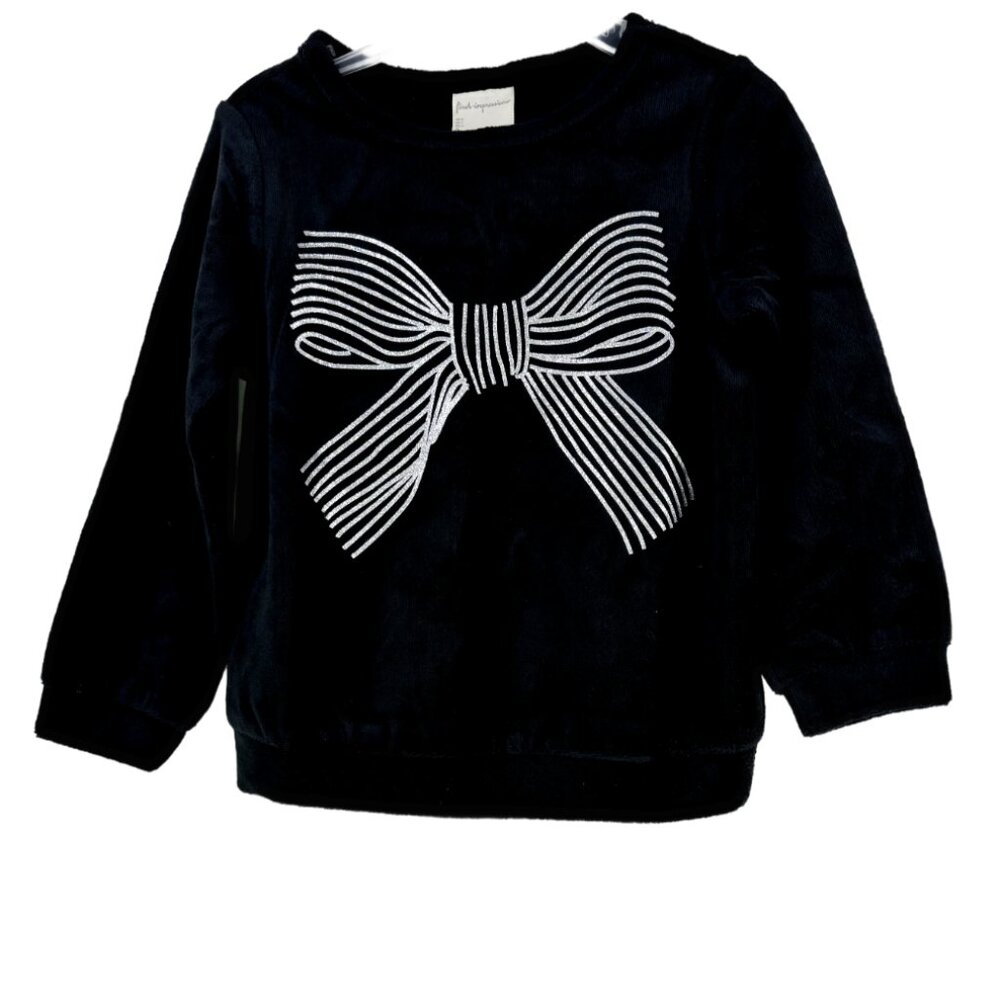 First Impressions Girl's Silver | Black Velour Top Size: 3T